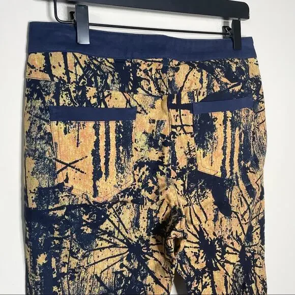 ELF SACK navy abstract print artsy statement slim leg pants size large - Picture 8 of 8